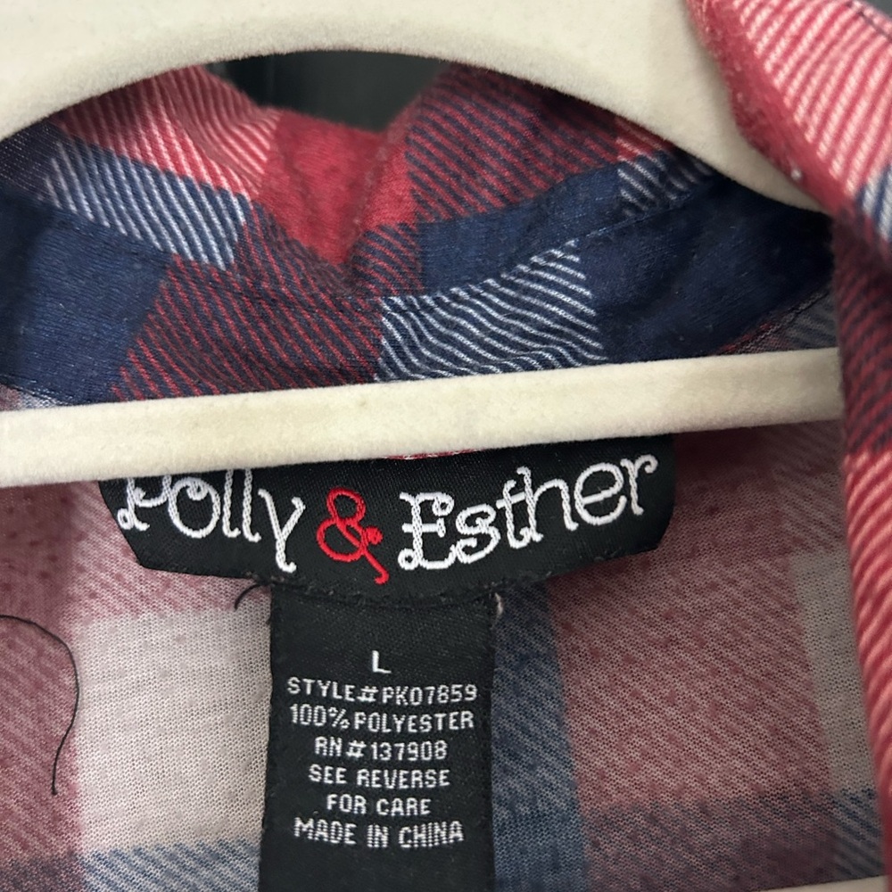 Polly & Esther Red and Blue Plaid Button-Down Shirt - Picture 4 of 4